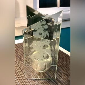 Decorative candle holder beveled glass 7”H x 3 1/4”